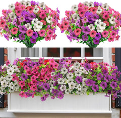 Nepfaivy Artificial Outdoor Flowers UV-Resistant - Realistic Artificial Flowers For Outdoors, Fade Resistant Fake Flowers For Outside, Plastic Faux Flowers For Outdoor Planters