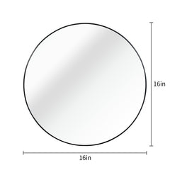 Black 16 Inches Metal Round Bathroom Mirror