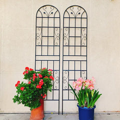 2 Pack Metal Garden Trellis 86.7" X 19.7" Rustproof Trellis For Climbing Plants Outdoor Flower Support Black