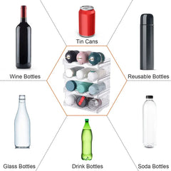 4 Tier Bottle Storage Holder 12 Bottles Transparent Stackable Bottle Organizer Standing Drink Holder Shelf For Kitchen Fridge Cabinet Pantry
