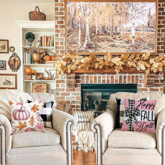 4 Pack Fall Pillow Covers 18x18in Farmhouse Pumpkin Maple Leaf Cushion Case Autumn Sofa Couch Decor For Autumn Thanksgiving Harvest Decorations