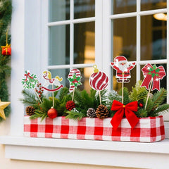 12 Sets Christmas Diamond Art Kits For Garden Decor Santa Claus Snowman Elk Gingerbread Man Stakes Diamond Painting Craft Happy Holiday Diamond Painting Kits For Xmas Garden Home Decoration