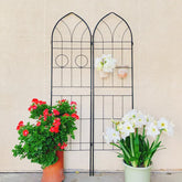 2 Pack Metal Garden Trellis 78.7" X 19.7" Rustproof Trellis For Climbing Plants Outdoor Flower Support Black