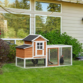 76" Wooden Chicken Coop with Safe and Healthy Non-Polluting Materials, Outdoor Hen House Poultry Cage with Weatherproof Materials