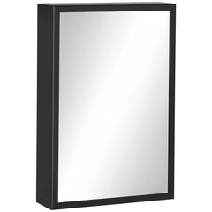 Wall-Mounted Medicine Cabinet with Mirror, Stainless Steel Bathroom Mirror Cabinet Wall Mounted with Storage Shelves for Living Room and Laundry Room, Black