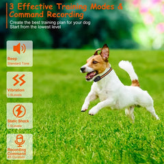 984FT Dog Training Collar IP65 Waterproof Pet Beep Vibration Electric Shock Collar 3 Channels Rechargeable Transmitter Receiver Trainer With Recording Safety Keypad Lock