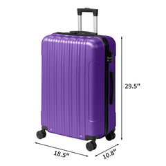 Three-in-one Textured Frosted Case Shell, Non-TSA Customs Lock, 28-inch Detachable Wheels, ABS Trolley Case, 20in, 24in, 28in, ABS, All-color Purple