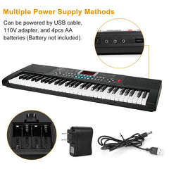 61 Keys Digital Music Electronic Keyboard Electric Musical Piano Instrument Kids Learning Keyboard W/ Stand Microphone