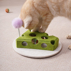 Cat Puzzle Toy With Ball And Spring-loaded Wand Felt Indoor Cat Toy Box Suction Cup Base Treat Puzzle Helps Cats Play Independently And Improves Their Intelligence.