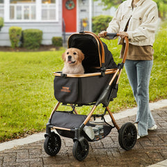 Pet Stroller, 4 Wheels Dog Stroller Rotate With Brakes, 66 Lbs Weight Capacity, Puppy Stroller With Detachable Carrier, Storage Basket And Pet Pad, For Small To Medium Sized Dogs, Black