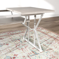 47"-63" Extendable Dining Table for 4-6, Farmhouse Expandable Kitchen Table with Heavy Duty Trestle Base, Gray