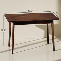 47.2" Rectangle Dining Table for 4, Mid-Century Modern Kitchen Table with Rubber Wood Legs for Dining Room, Walnut