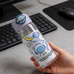 Astronaut Cat Plastic Bottle 400ml-Purple