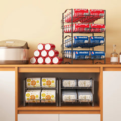 4 Tiers Can Organizer Rack, 48 Cans Soda Can Dispenser Organizer For Refrigerator, Set Of 2 Stackable Beverage Dispenser Rack