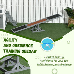 Wooden Dog Agility Seesaw for Training and Exercise, Gray