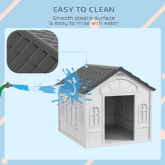 Pet House Water Resistant Puppy Shelter with Door for Indoor Outdoor, Easy to Assemble, for Small/Medium Dogs, Gray