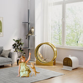 Floor-to-Ceiling Cat Tree Cat Climbing Tower with Sisal-Covered Scratching Posts Natural Cat Tree Activity Center for kittens Cat tower furniture, Grey