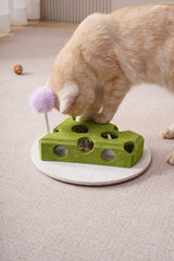 Cat Puzzle Toy With Ball And Spring-loaded Wand Felt Indoor Cat Toy Box Suction Cup Base Treat Puzzle Helps Cats Play Independently And Improves Their Intelligence.