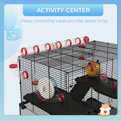 31" Hamster Cage with Tube and Tunnel, Deep Glass Bottom