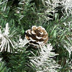 6ft Unlit Snow-Dusted Full Fir Artificial Christmas Tree with Realistic Branches, 61 Pine Cones and 800 Tips