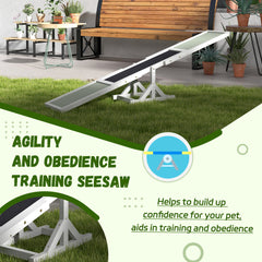 Wooden Dog Agility Seesaw for Training and Exercise, White