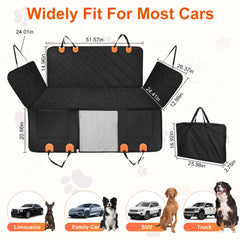1Pc Dog Car Seat Cover For Back Seat Waterproof Oxford Cloth Seat Cover Hammock Non-Slip Scratchproof Back Seat Extender With Side Flap Mesh Window Storage Bag For Car SUV Truck