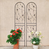 2 Pack Metal Garden Trellis 86.7" X 19.7" Rustproof Trellis For Climbing Plants Outdoor Flower Support Butterfly Deco Black