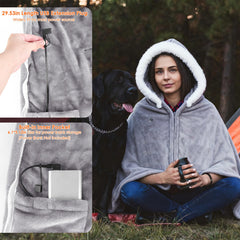 8-Zone Wearable Heated Blanket - 3 Adjustable Heat Levels, 59x31in Soft Flannel, USB-Powered Portable Design With Pockets, Machine Washable Winter Warmth