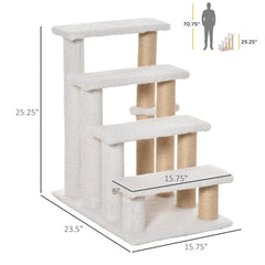 4 Levels Cat Steps With Scratching Posts For High Bed