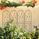 4 Pack Metal Garden Trellis 71" X 19.7" Rustproof Trellis For Climbing Plants Outdoor Flower Support Butterfly Deco Black
