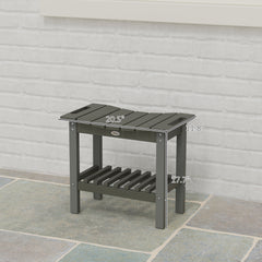 HDPE Shower Bench, Waterproof Shower Stool with Handle, Storage Shelf, Non-Slip Pads for Indoor Outdoor, Dark Gray