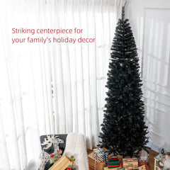 8 FT Artificial Christmas Tree Pencil Xmas Tree with Stand, 1168 Tips, Holiday Home Indoor Decoration for Party, Black