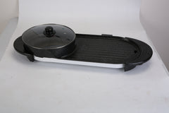 2200W 2 In 1 Electric Hot Pot With BBQ Grill Cooker Smokeless Non-Stick Korean BBQ Grill Shabu Shabu Hot Pot With Independent Temperature Control 5 Gears Firepower For 2-10 People