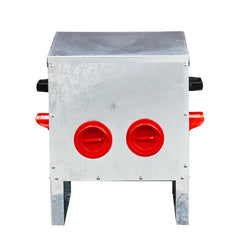Automatic Chicken Feeder Rodent Proof, 4 Ports Large Capacity Metal Poultry Feeder With Handles And Lid, Galvanized Chicken Feeder For Hen Coop
