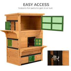 3-Tier Kitty Shelter With 5 Escape Doors, Weather Resistant, Yellow & Black
