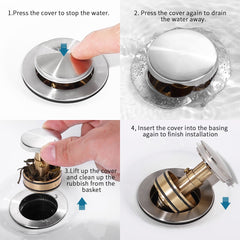 Pop-Up Drain Stainless Steel With Overflow Anti-Clogging For Vessel Sink Lavatory Vanity Sink Drain With Strainer Basket, Matte Black
