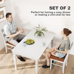 Farmhouse Dining Table Chairs, Set of 2 Rubber Wood Kitchen Table Chairs with Open Back for Living Room, Light Gray