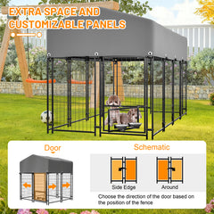 Outdoor Dog Kennel 4.23'x3.83'x4.83' With Roof, Heavy Duty Welded Wire Crate, All-Weather Protection & Safe Lock Design For Dogs And Pets