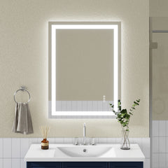 24x32 Inch Frameless Tempered Glass With Dual LED Light Strips For Front And Rear Illumination, Unable To Ship On Weekends, USPS, FedEx