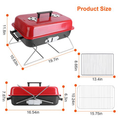 Portable Charcoal Grill Outdoor Tabletop Grill Small Barbecue Smoker Folding BBQ Grill With Lid For Camping Picnics Beach