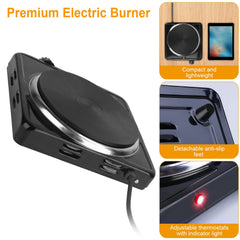 1500W Electric Single Burner Portable Heating Hot Plate Stove Countertop RV Hotplate With Non Slip Rubber Feet 5 Temperature Adjustments
