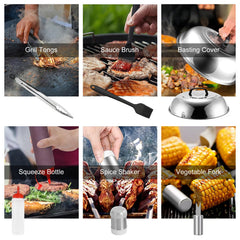 31Pcs Griddle Accessories Kit Flat Top Grill Accessories For Camp Chef With Spatulas Griddle Press Basting Cover Spice Shakers Vegetable Forks Steel Sticks Egg Rings Storage Bag
