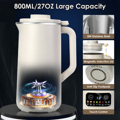 1Pc 27OZ Nut Milk Maker With 12Hours Delay Function Self-Cleaning Keep Warm Automatic Soy Milk Maker Machine For Homemade Soya Milk Rice Paste Juice Corn Juice Flower Tea Boil Water