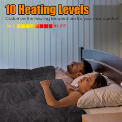 1Pc Electric Heated King Size Fleece Heated Blanket With Dual Controller 10 Heating Levels 10 Hours Auto Off Machine Washable For Home Office Usage 90x100in