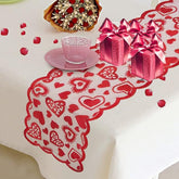 1pc Valentines Day Decorations Table Runner, 13 X 72 Inch Lace Heart Table Runner For Wedding Party