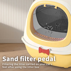 52cm Large Fully Enclosed Flip Cover Cat Litter Box, Anti-Splashing Anti-Tracking Odor Locking Cat Toilet With Free Scoop, Deodorant Pack & Bowtie