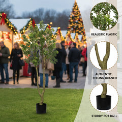 5.2FT Tall Artificial Tree Natural Faux Plant With Lush Greenery & Authentic Trunk Perfect For Indoor, Office, Living Room Or Entryway Decor