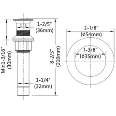 Pop-Up Drain Stainless Steel With Overflow Anti-Clogging For Vessel Sink Lavatory Vanity Sink Drain With Strainer Basket, Oil Rubbed Bronze