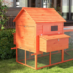 145" Wooden Chicken Coop with Run & Inner Hen House Space