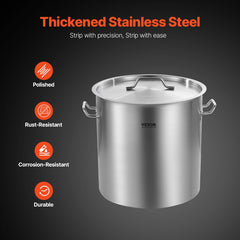 53QT Stainless Steel Stockpot Cooking Kitchen Sauce Pot With Lid Handle